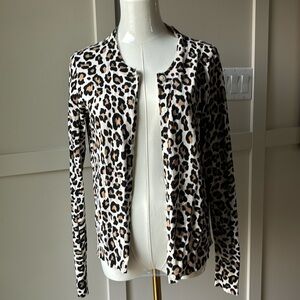 LOFT Leopard Print Button Up Cardigan